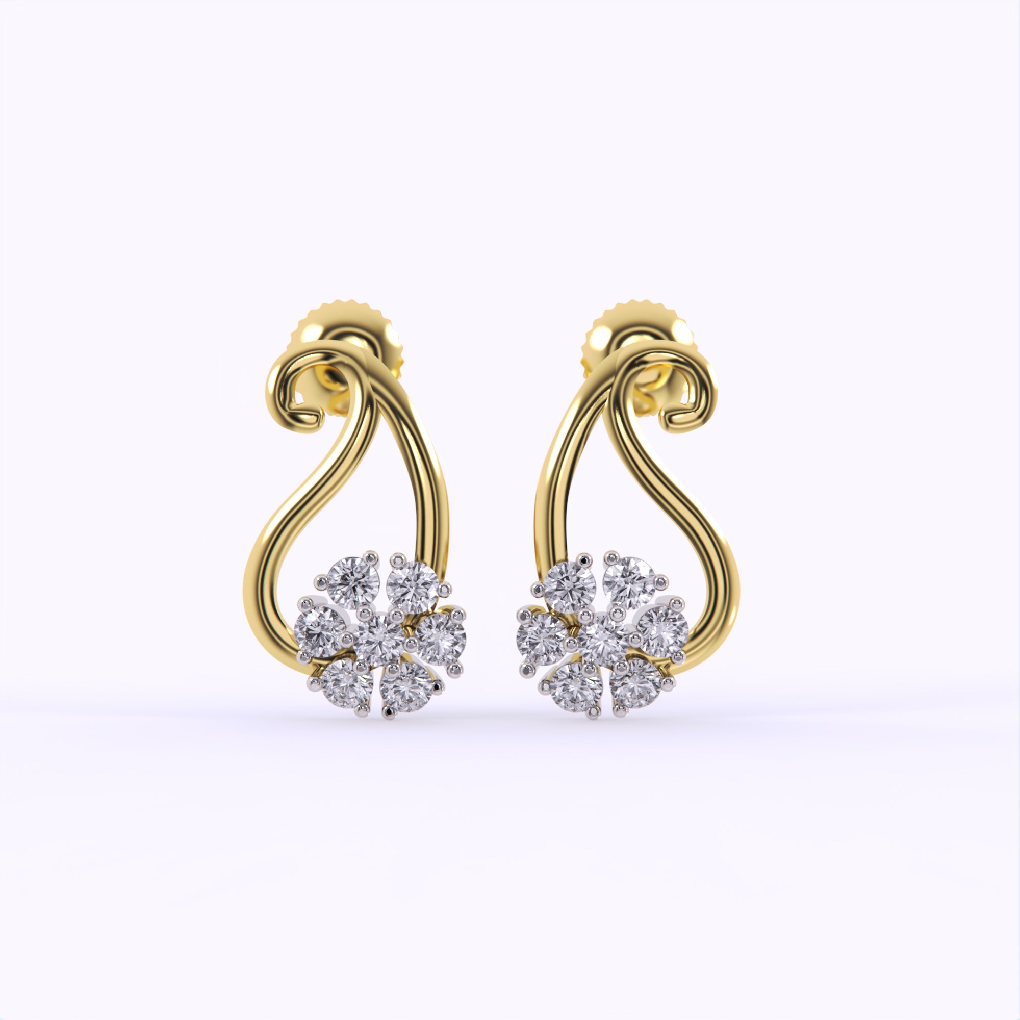 Buy Elegance Curl Floral Diamond Earrings Online | Aurelia Diamonds