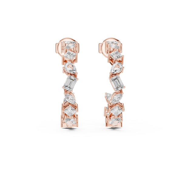 Mixed-Diamond Cut Hoops