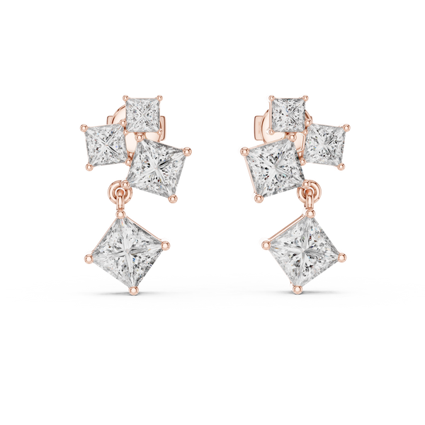 Crystal Cube Cascade Diamond Earring