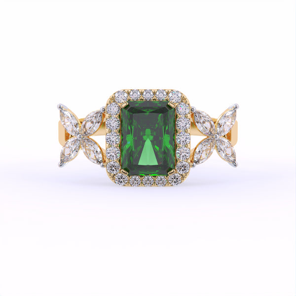 Luxor Majestic Emerald Designer Diamond Ring