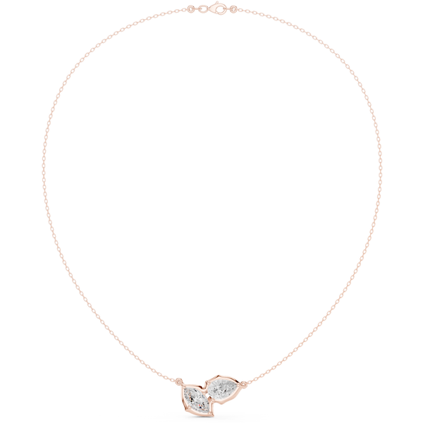 Twin Leaf Glow Solitaire Necklace